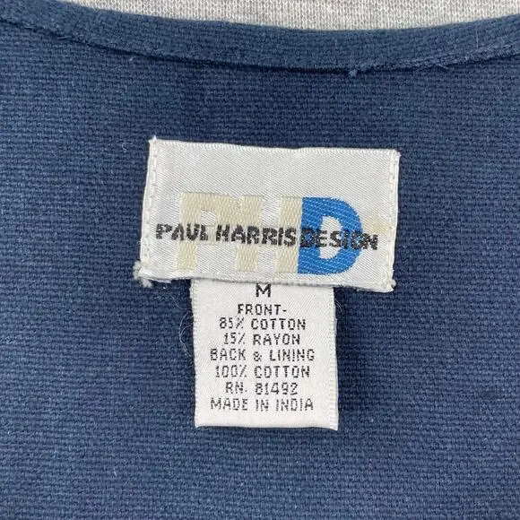 VTG Paul Harris Floral Embroidered Vest Womens M Patchwork Stripe Boho Cottage - Picture 3 of 11